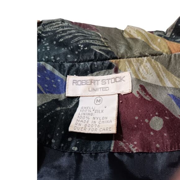 VINTAGE 80s 90s‎ Floral Silk Jacket Blazer M Artsy Tropical Career Office Work - Picture 8 of 13